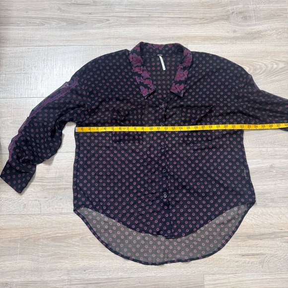 Free People Purple Black Easy Rider Floral
Paisley Button Up Blouse Size Small - Picture 9 of 16